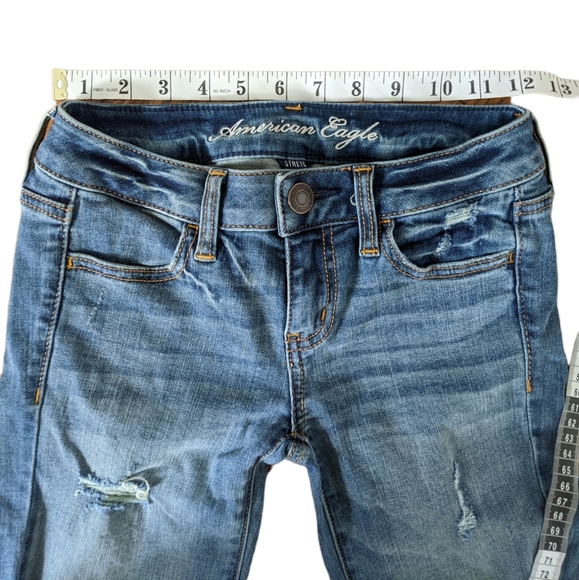 American Eagle Low rise Jegging Skinny Jeans Sz 0 Regular Distressed Stretch - Picture 6 of 11